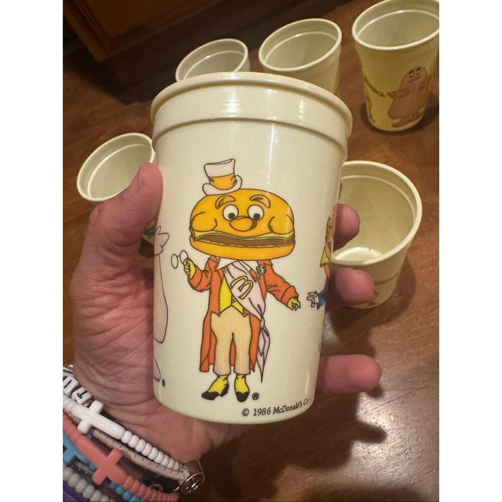 Vintage 1986 McDonald’s Plastic Cups Lot of 9 Ronald Grimace Mayor McCheese VTG - Picture 7 of 8